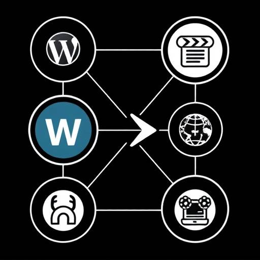 A series of interconnected circles representing different websites, with an arrow pointing from one to another, illustrating the concept of third-party links.