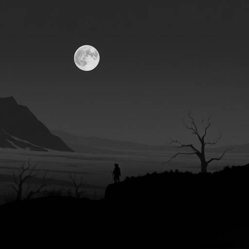 Screenshot from the game Gris, showing the main character in a desolate, monochromatic landscape, slowly regaining color.